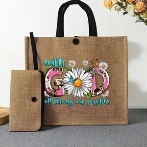 2 Pcs Print Tote Bag